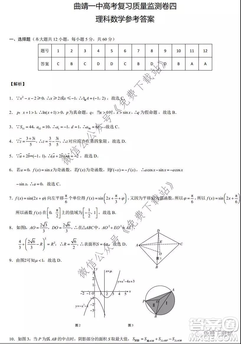 西南名校聯(lián)盟2020屆高考復(fù)習(xí)質(zhì)量監(jiān)測(cè)四理數(shù)試題及答案