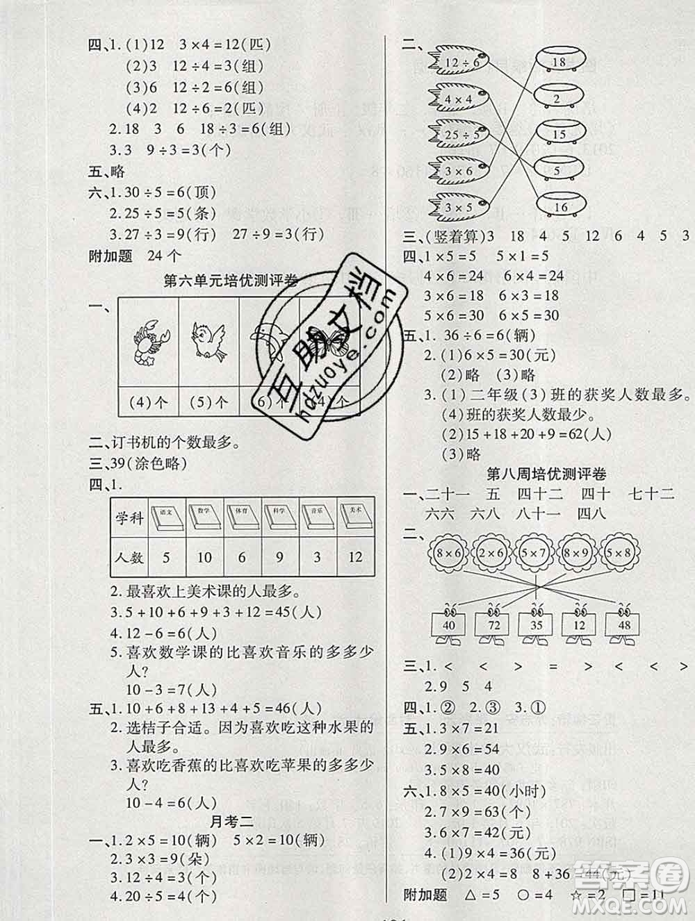 武漢大學(xué)出版社2019秋新版培優(yōu)名卷全能卷二年級數(shù)學(xué)冀教版B版答案