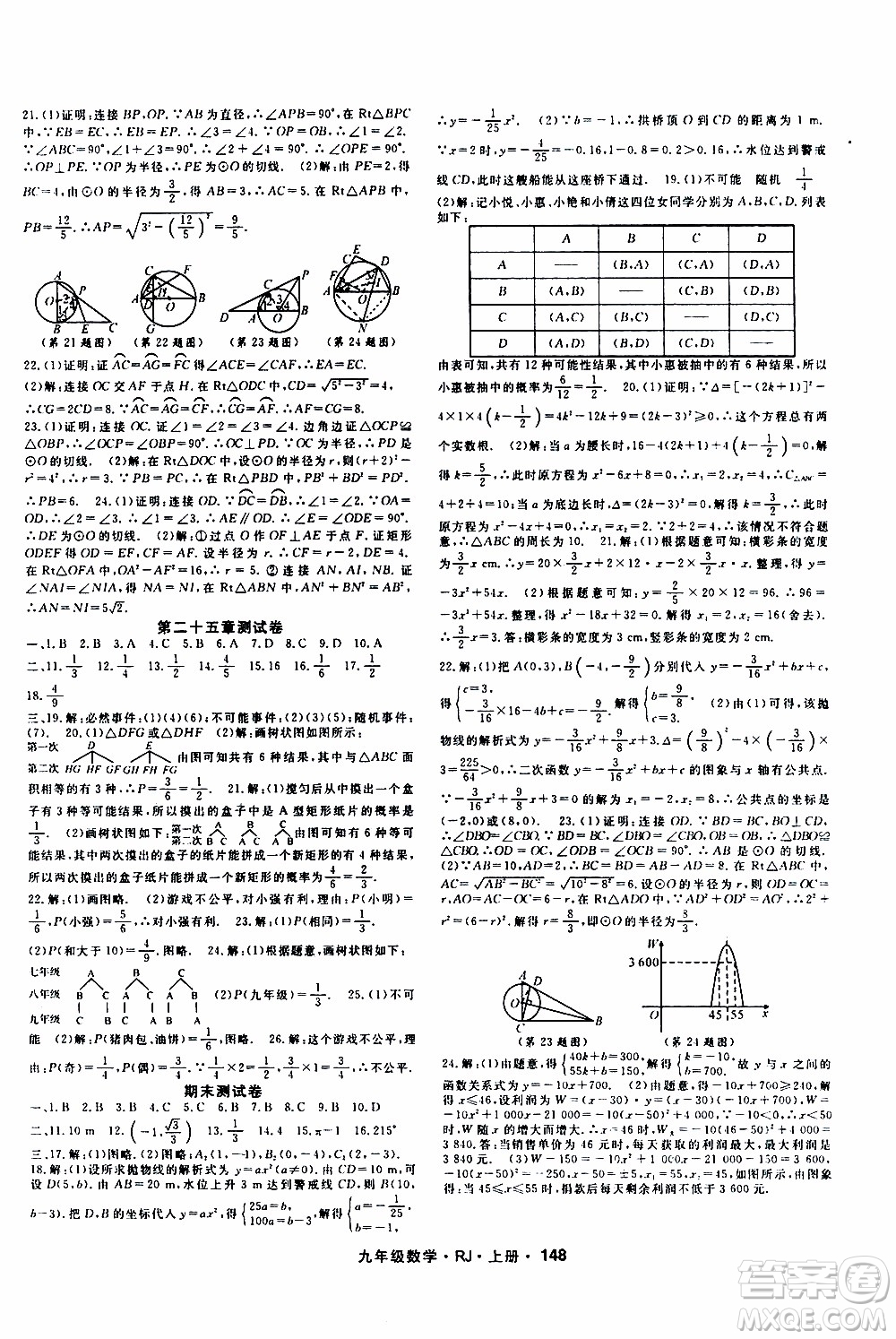 吉林教育出版社2019年名師大課堂數(shù)學(xué)九年級(jí)上冊(cè)RJ人教版參考答案