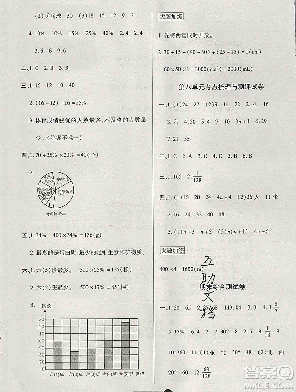 電子科技大學(xué)出版社2019秋金卷1號六年級數(shù)學(xué)上冊人教版答案