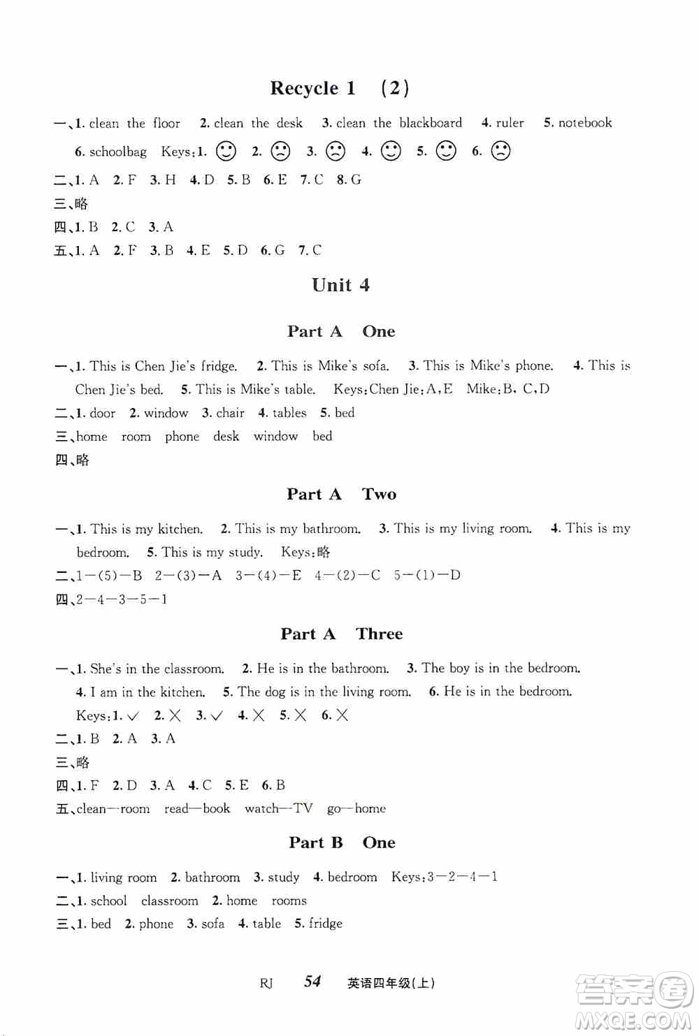 云南科技出版社2019創(chuàng)新成功學(xué)習(xí)同步導(dǎo)學(xué)英語(yǔ)四年級(jí)上冊(cè)人教版答案