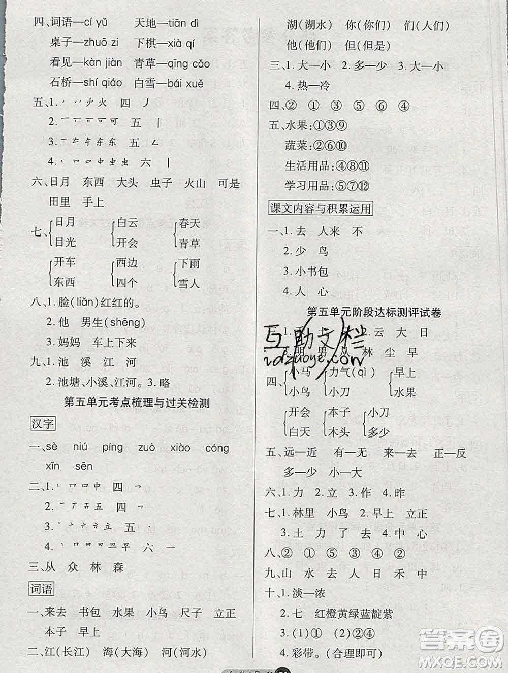 電子科技大學(xué)出版社2019秋金卷1號(hào)一年級(jí)語(yǔ)文上冊(cè)人教版答案