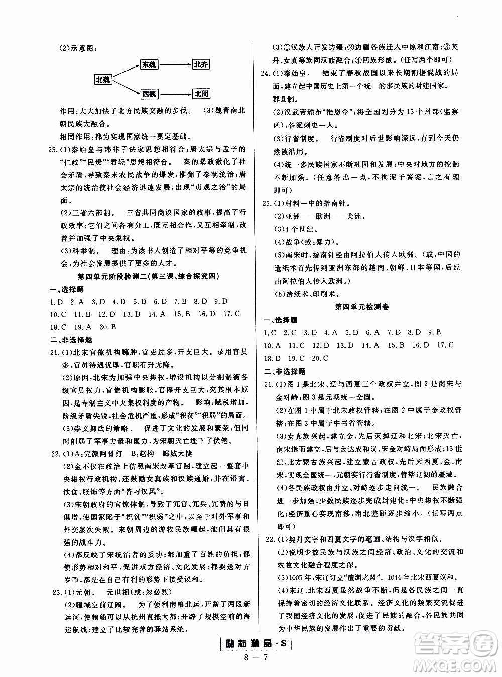 勵耘書業(yè)2019年勵耘活頁八年級上冊歷史與社會人教版參考答案