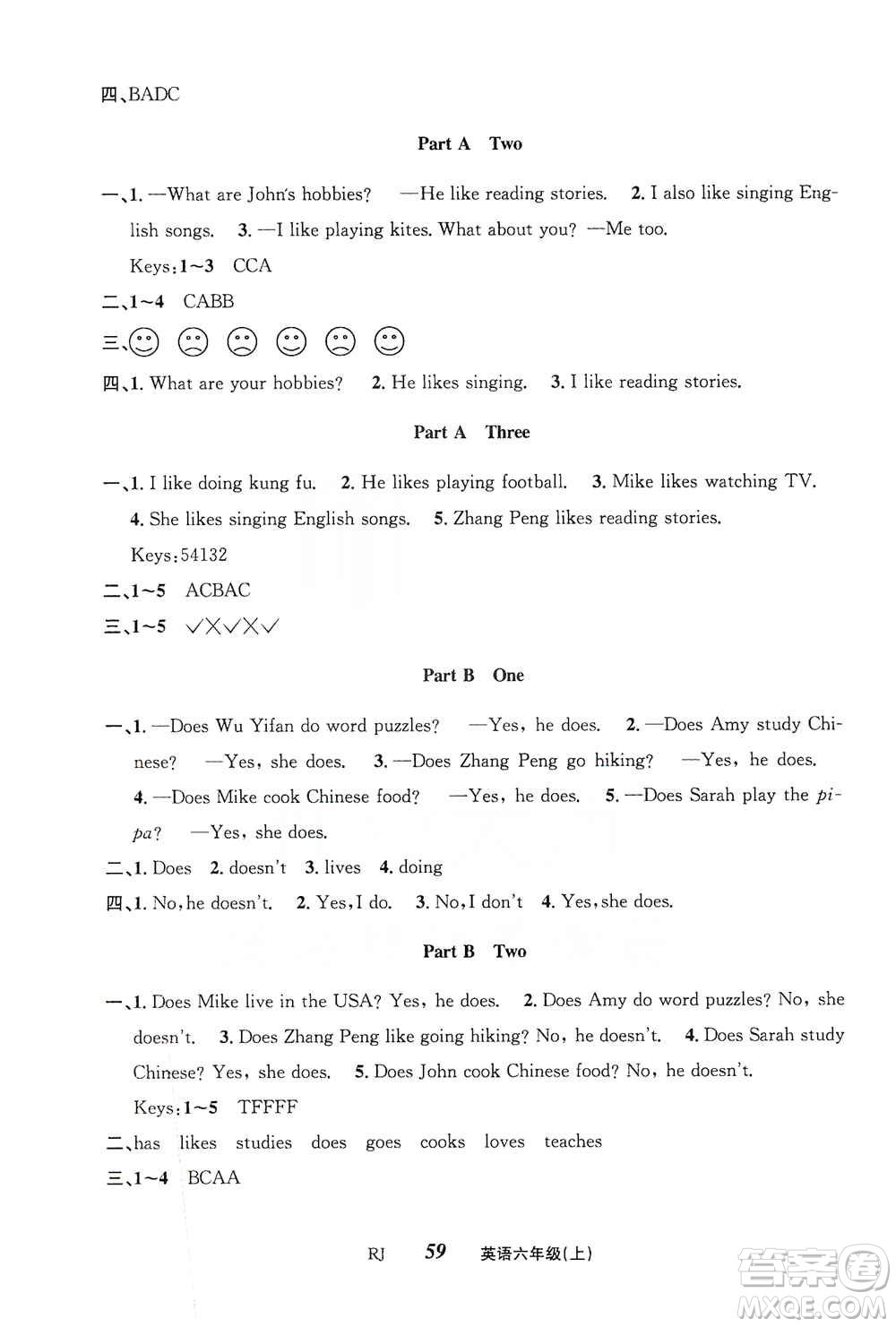 云南科技出版社2019創(chuàng)新成功學(xué)習(xí)同步導(dǎo)學(xué)英語六年級上冊人教版答案