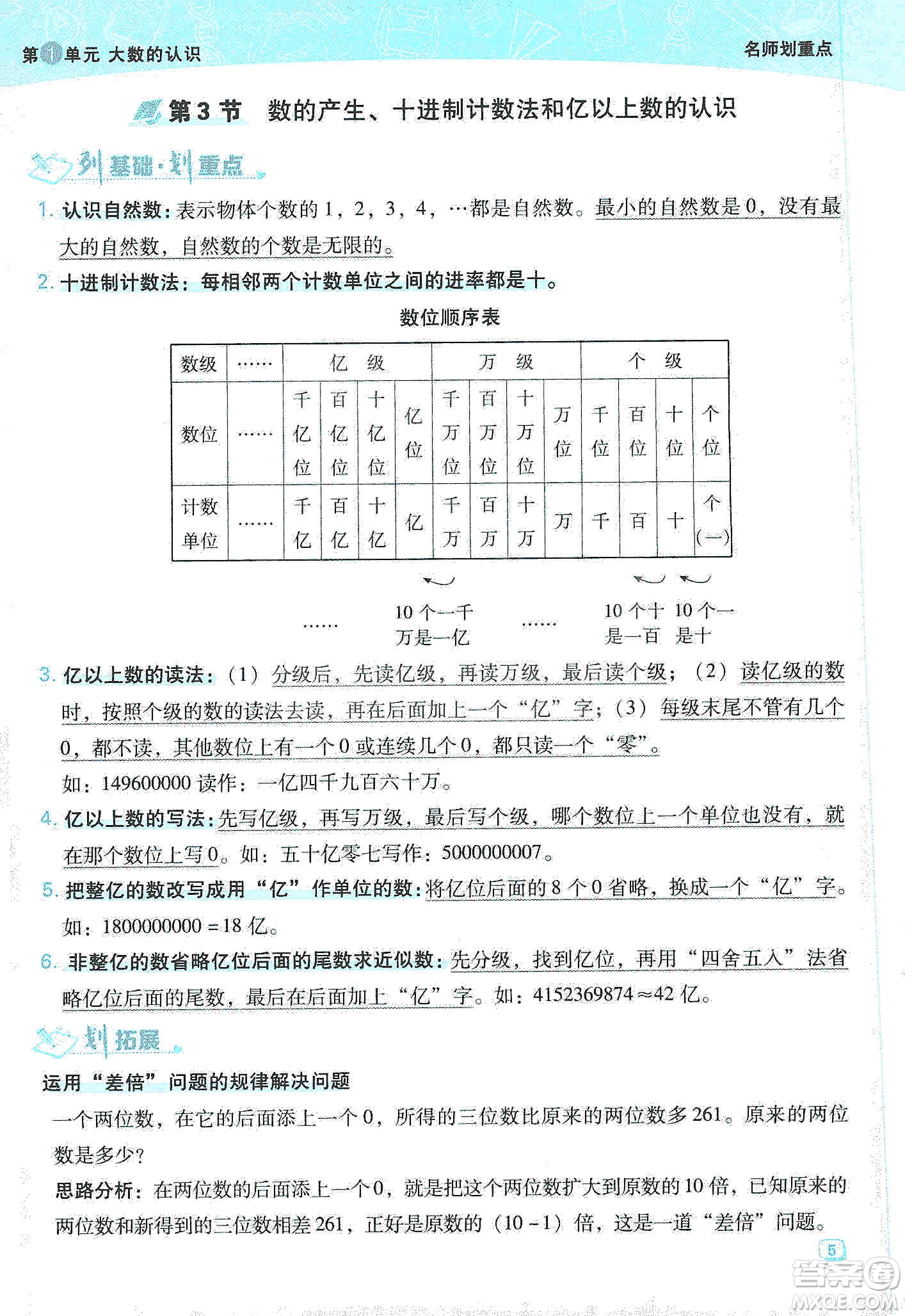 2019典中點名師劃重點四年級數(shù)學上冊人教版答案