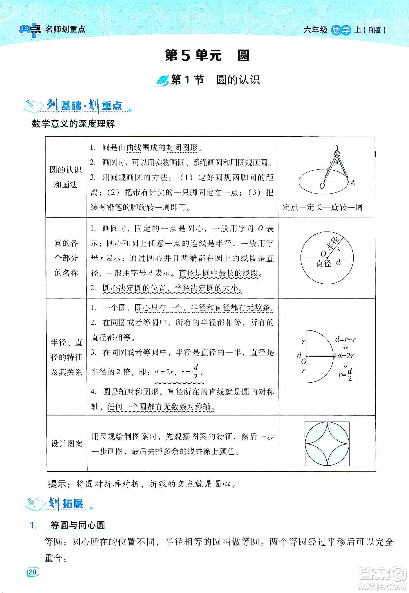 2019典中點名師劃重點六年級數(shù)學上冊人教版答案