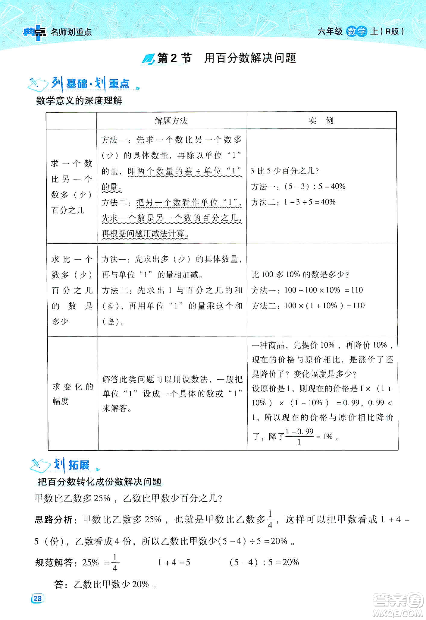 2019典中點名師劃重點六年級數(shù)學上冊人教版答案