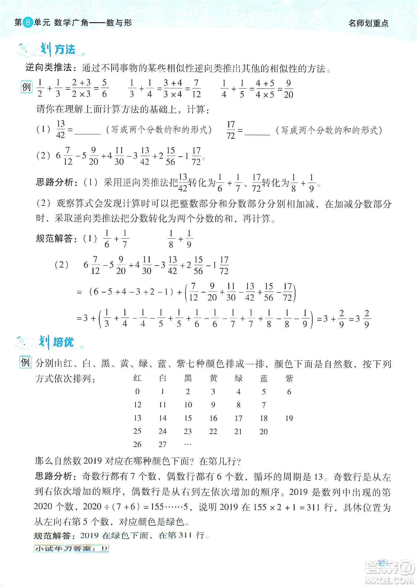 2019典中點名師劃重點六年級數(shù)學上冊人教版答案