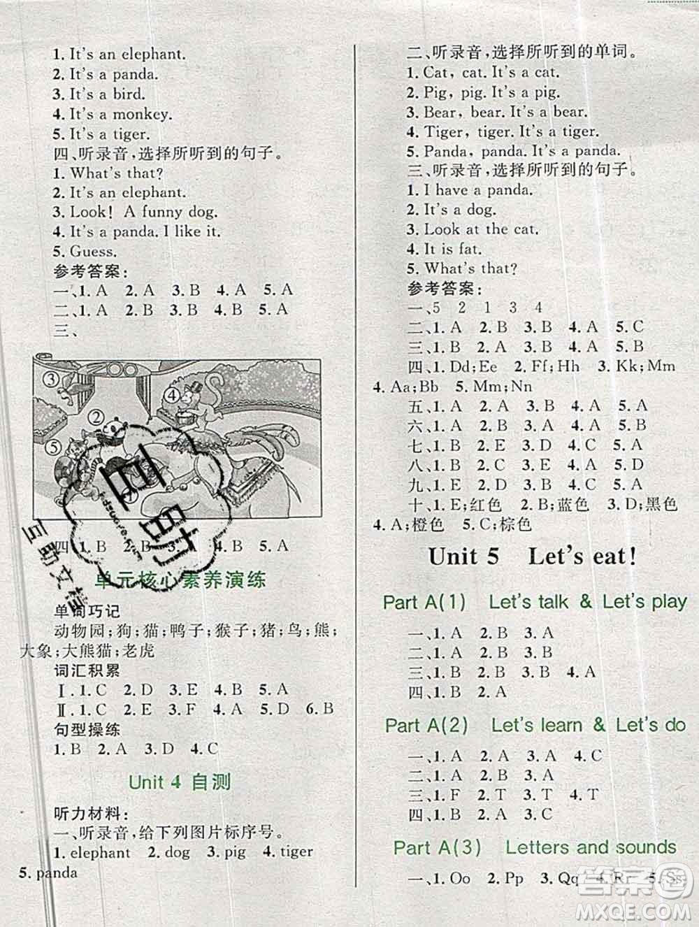 2019年小學同步考優(yōu)化設計小超人作業(yè)本三年級英語上冊人教版答案