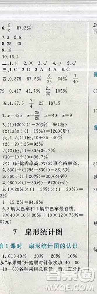 2019年小學(xué)同步考優(yōu)化設(shè)計(jì)小超人作業(yè)本六年級(jí)數(shù)學(xué)上冊(cè)人教版答案