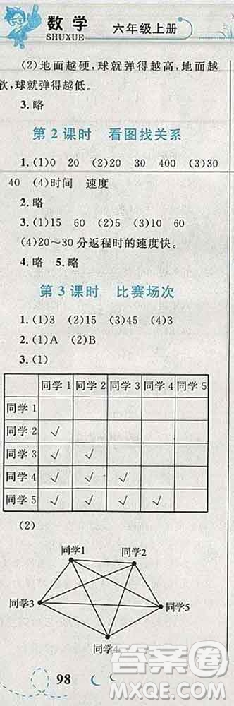 2019年小學(xué)同步考優(yōu)化設(shè)計小超人作業(yè)本六年級數(shù)學(xué)上冊北師版答案