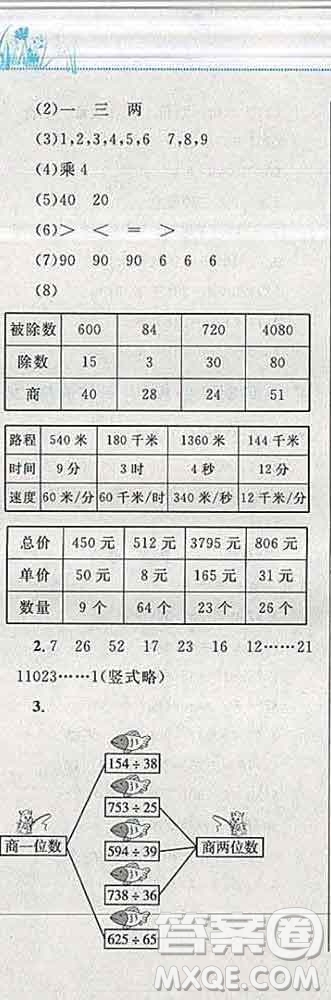 2019年小學(xué)同步考優(yōu)化設(shè)計小超人作業(yè)本四年級數(shù)學(xué)上冊北師版答案