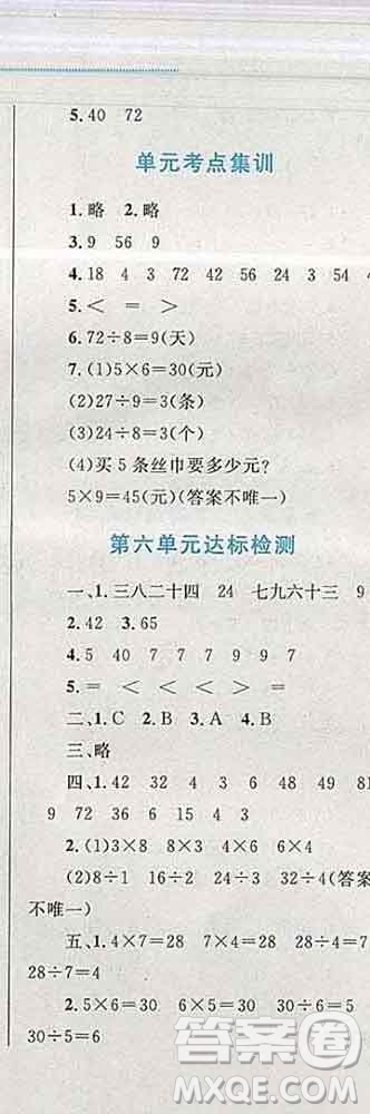 2019年小學(xué)同步考優(yōu)化設(shè)計(jì)小超人作業(yè)本二年級數(shù)學(xué)上冊蘇教版答案