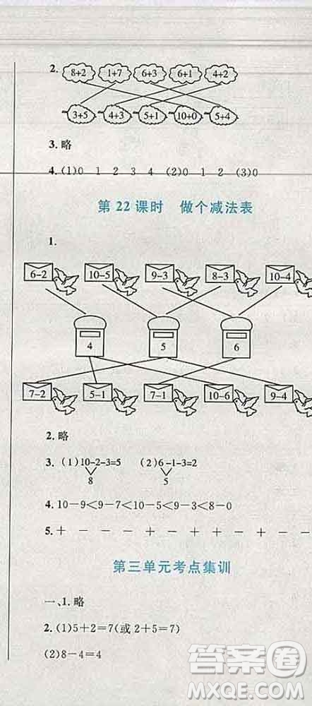 2019年小學(xué)同步考優(yōu)化設(shè)計(jì)小超人作業(yè)本一年級(jí)數(shù)學(xué)上冊(cè)北師版答案