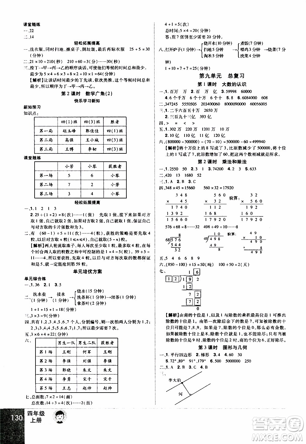 2019年學(xué)海樂(lè)園數(shù)學(xué)四年級(jí)上冊(cè)RJ人教版參考答案