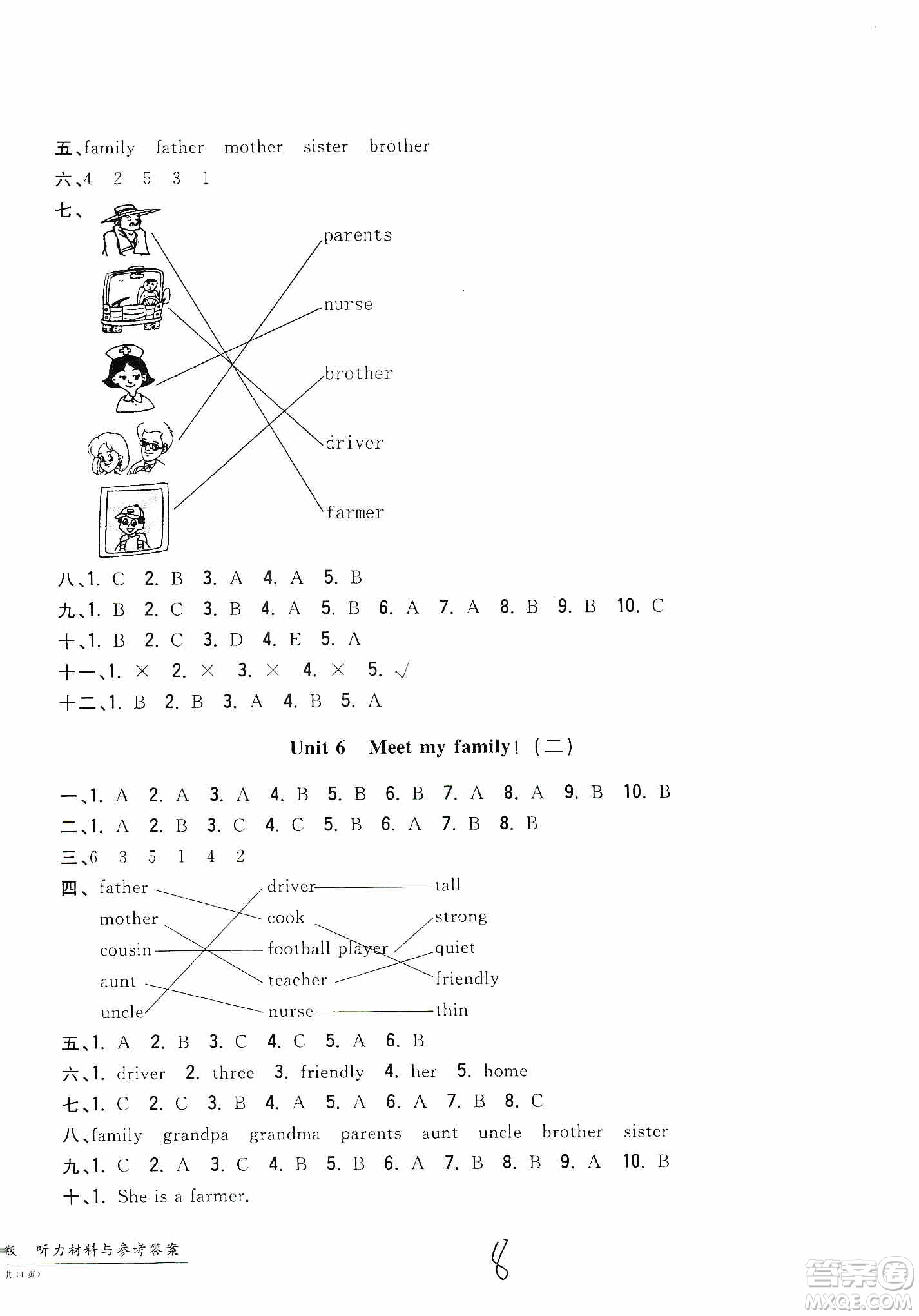 浙江工商大學(xué)出版社2019一卷一練單元同步測試卷四年級英語上冊人教PEP版答案