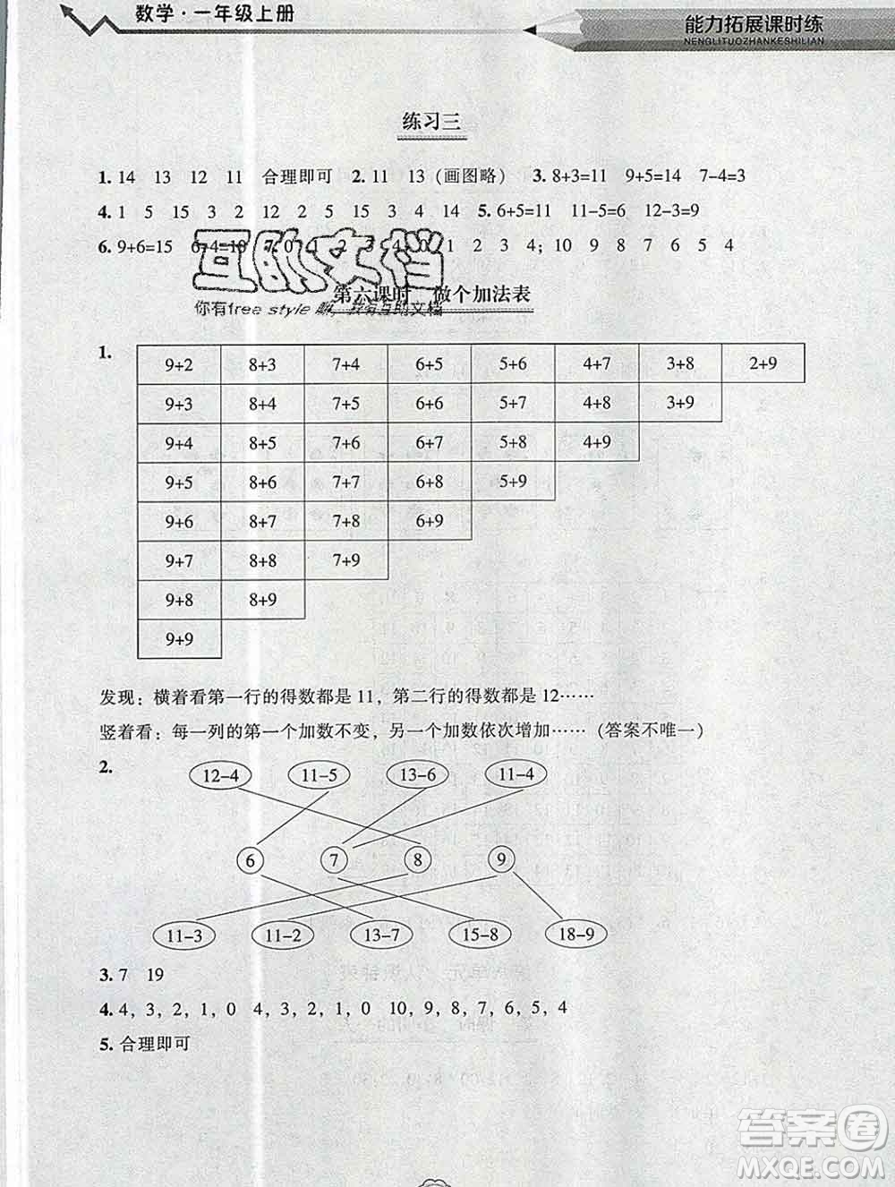 遼海出版社2019秋能力拓展課時練一年級數(shù)學(xué)上冊北師大版答案