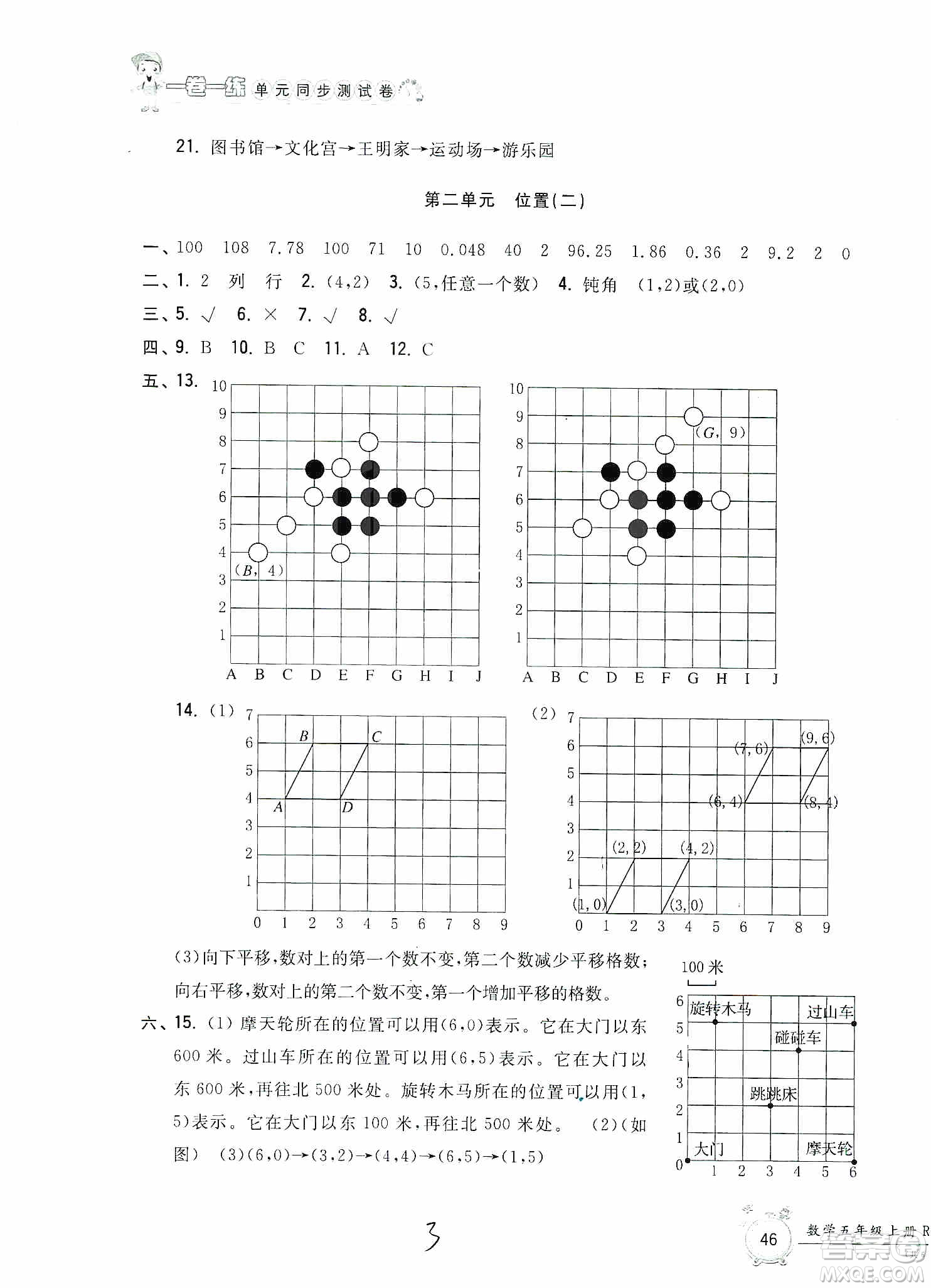 浙江工商大學出版社2019一卷一練單元同步測試卷五年級數(shù)學上冊人教版答案