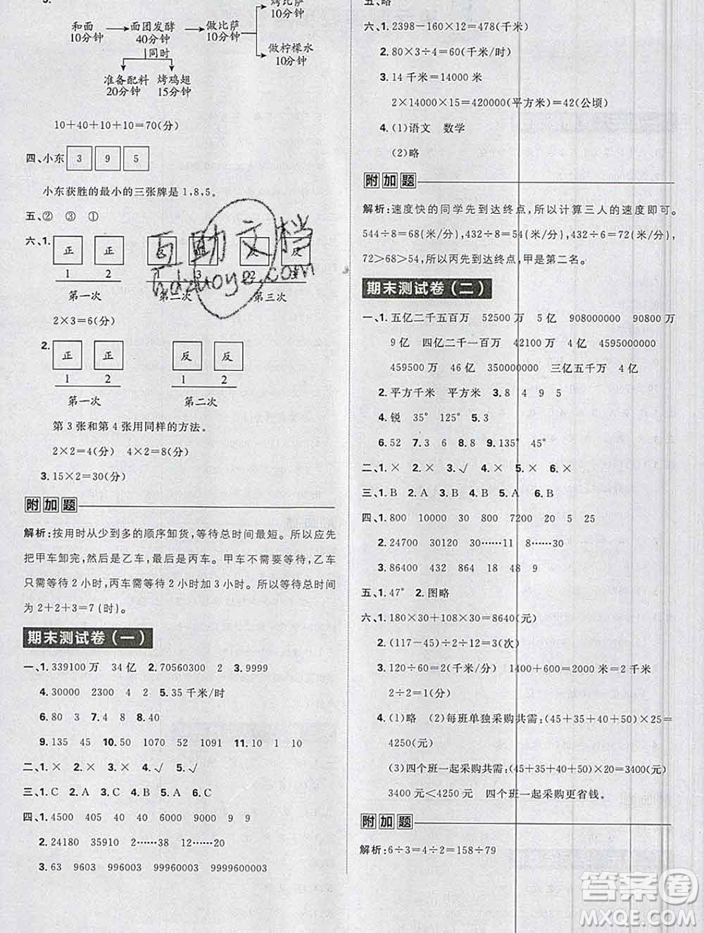 新世界出版社2019秋樂學(xué)一起練四年級數(shù)學(xué)上冊人教版答案