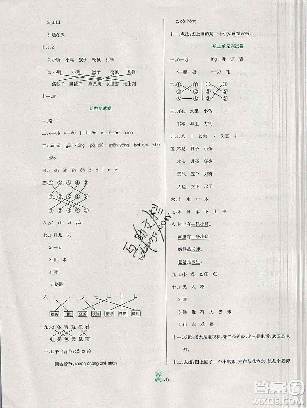 延邊人民出版社2019秋百分金卷奪冠密題卷一年級語文人教版答案