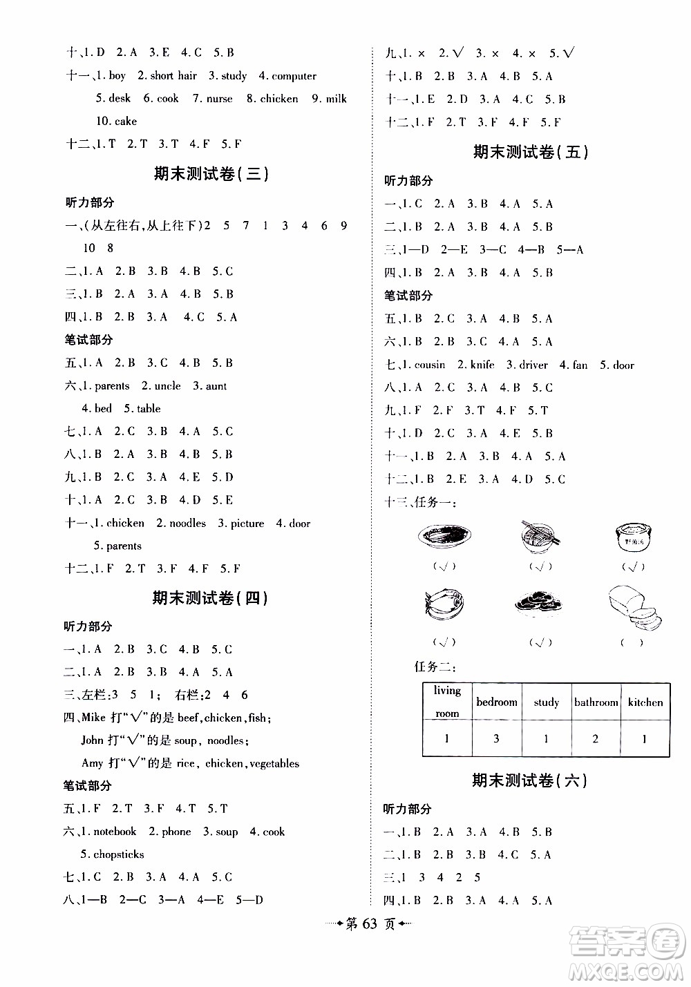 2019年魔力一卷英語(yǔ)四年級(jí)上冊(cè)RJ版人教版參考答案