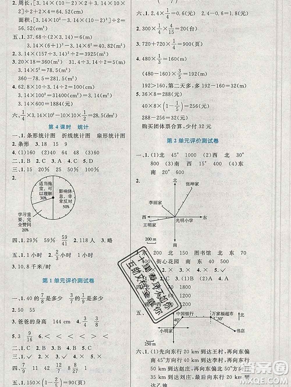 2019年秋新版小學(xué)同步測(cè)控優(yōu)化設(shè)計(jì)六年級(jí)數(shù)學(xué)上冊(cè)人教增強(qiáng)版陜西專版答案