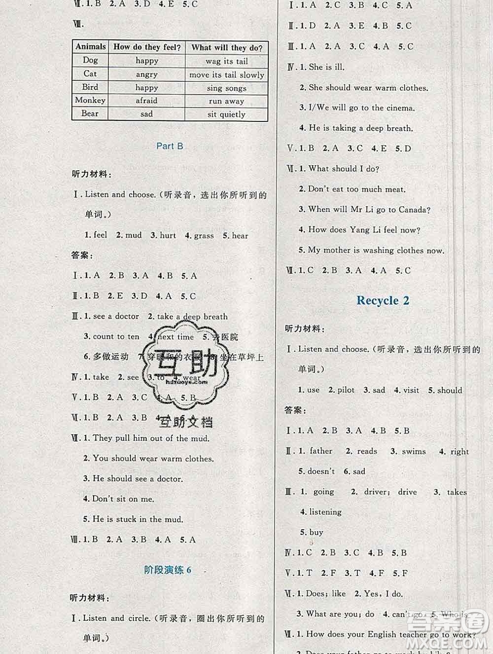 2019年秋新版小學(xué)同步測控優(yōu)化設(shè)計(jì)六年級(jí)英語上冊(cè)人教增強(qiáng)版陜西專版答案