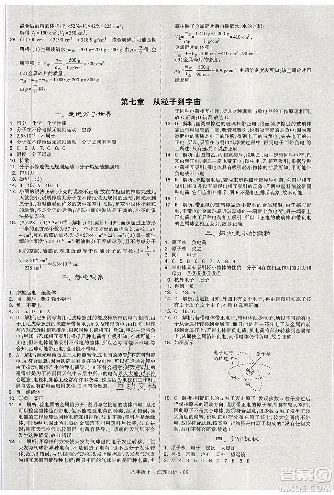 經(jīng)綸學(xué)典2020春學(xué)霸題中題八年級下冊物理江蘇國標(biāo)版答案