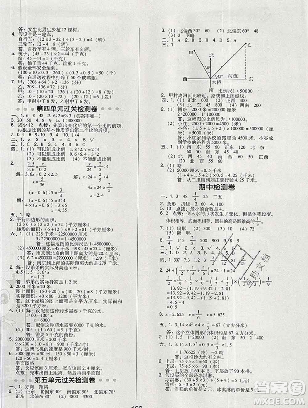 2020綜合應(yīng)用創(chuàng)新題典中點六年級數(shù)學(xué)下冊蘇教版答案