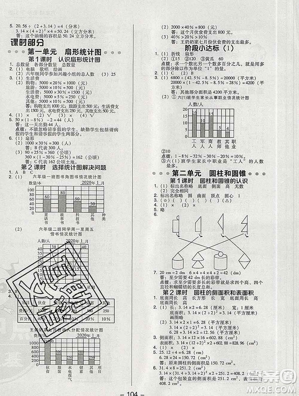 2020綜合應(yīng)用創(chuàng)新題典中點六年級數(shù)學(xué)下冊蘇教版答案