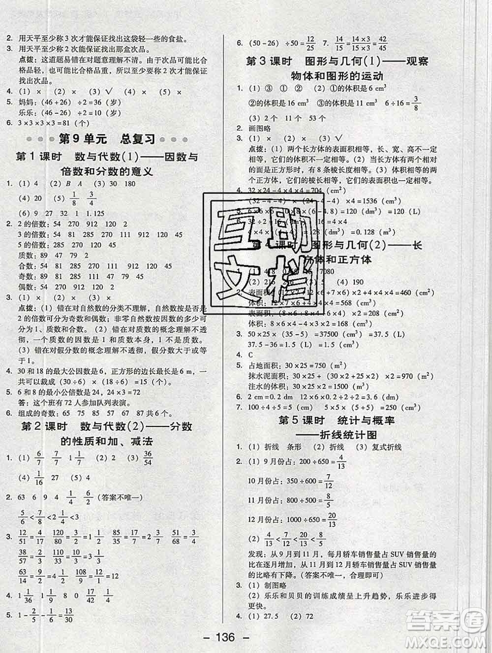 2020綜合應(yīng)用創(chuàng)新題典中點(diǎn)五年級(jí)數(shù)學(xué)下冊(cè)人教版答案