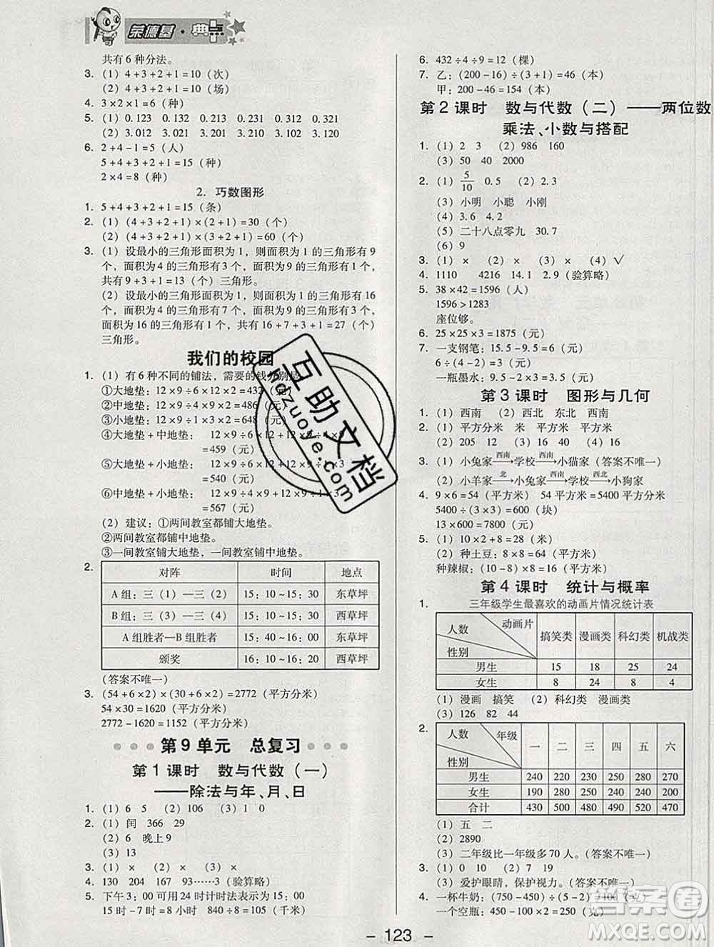 2020綜合應(yīng)用創(chuàng)新題典中點(diǎn)三年級(jí)數(shù)學(xué)下冊(cè)人教版答案