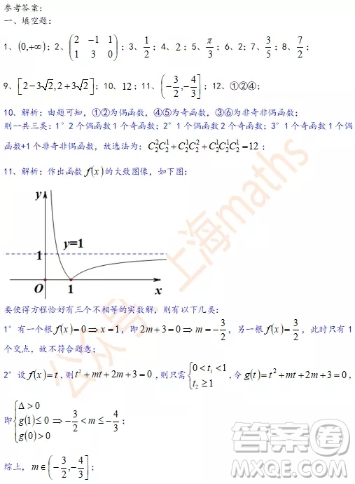 上海2020屆楊浦區(qū)高三數(shù)學(xué)一模試卷答案