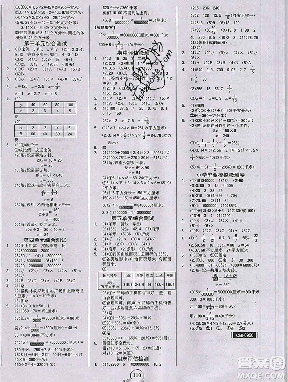 延邊大學(xué)出版社2020新版世紀(jì)金榜金榜小博士六年級(jí)數(shù)學(xué)下冊(cè)青島版答案