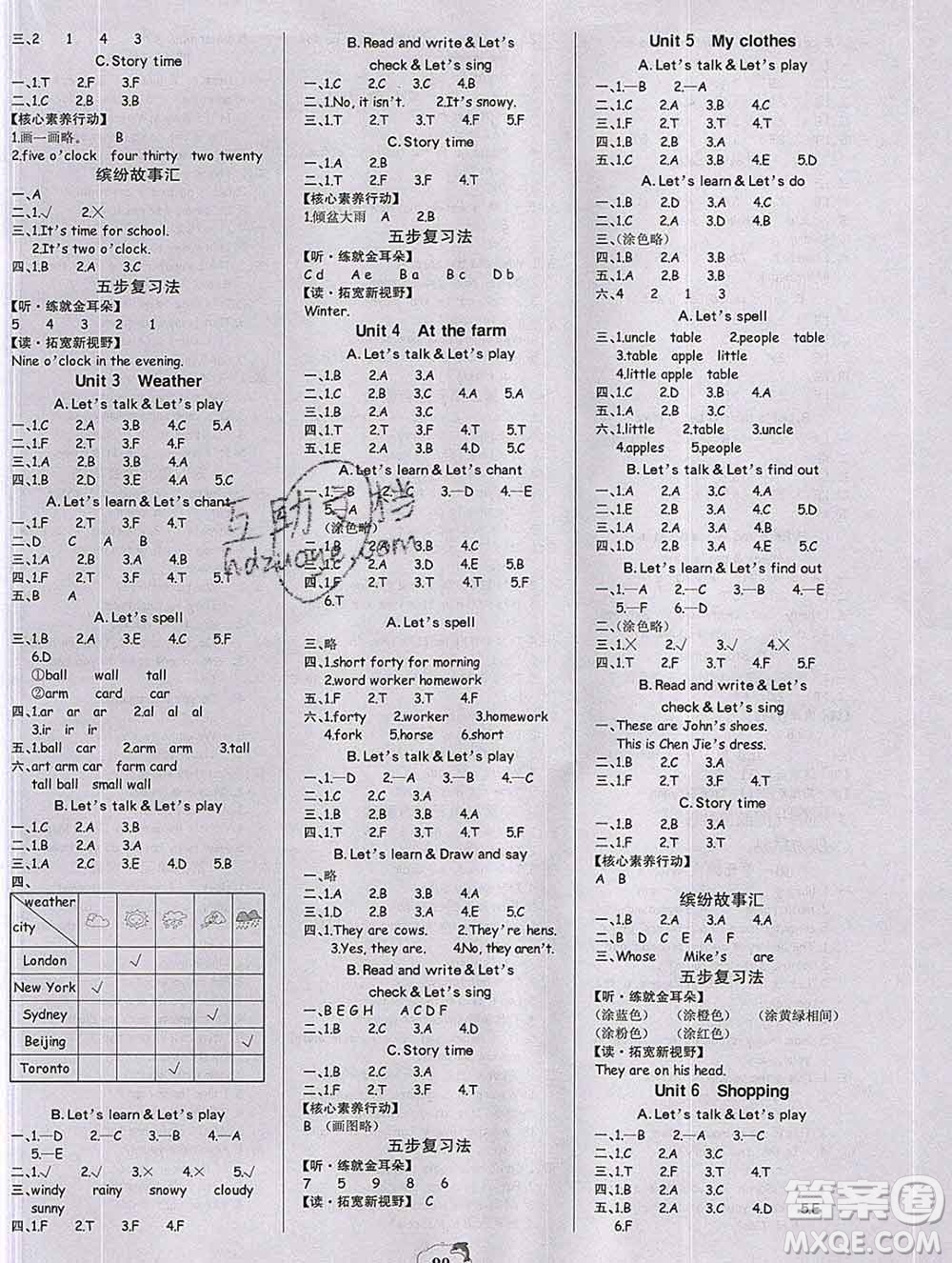 延邊大學(xué)出版社2020新版世紀(jì)金榜金榜小博士四年級(jí)英語下冊(cè)人教版答案