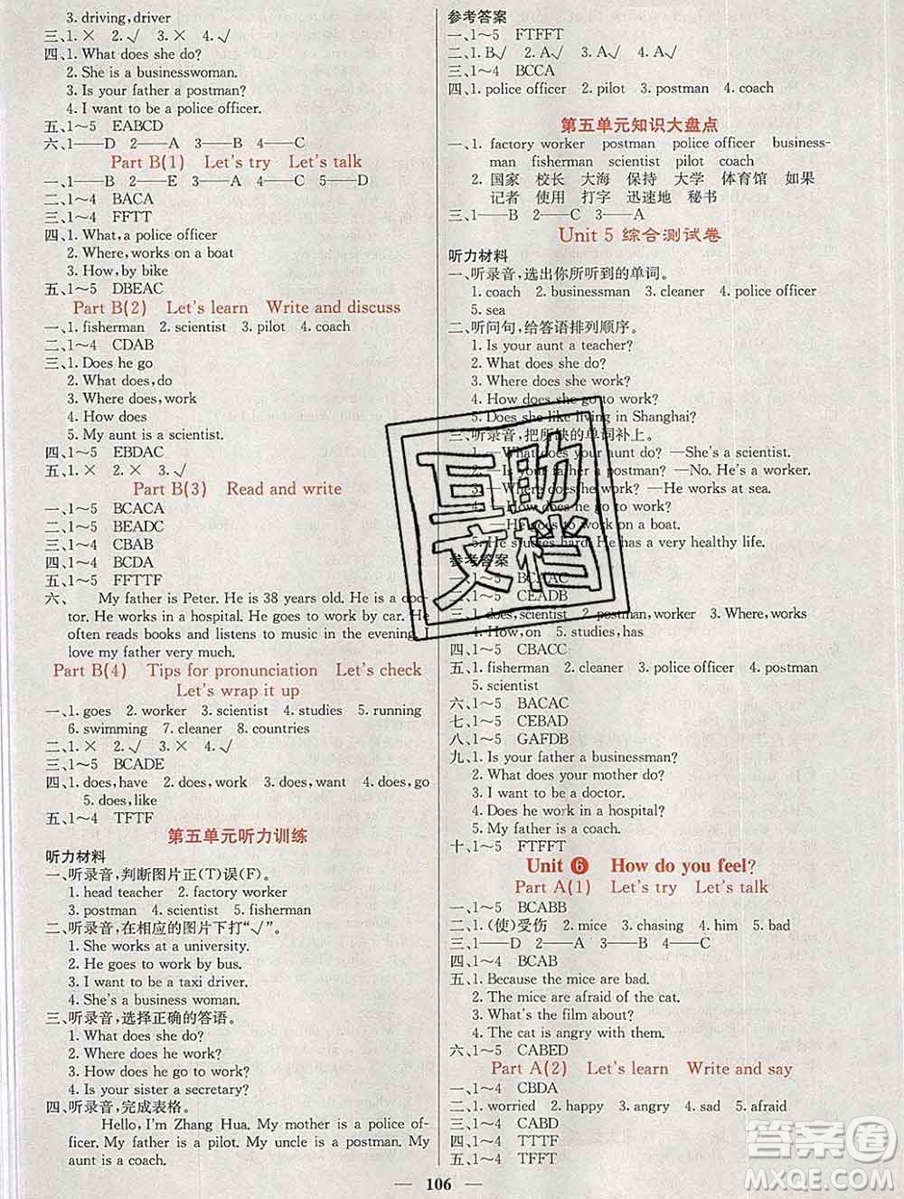 沈陽出版社2019年秋課堂點睛六年級英語上冊人教版參考答案