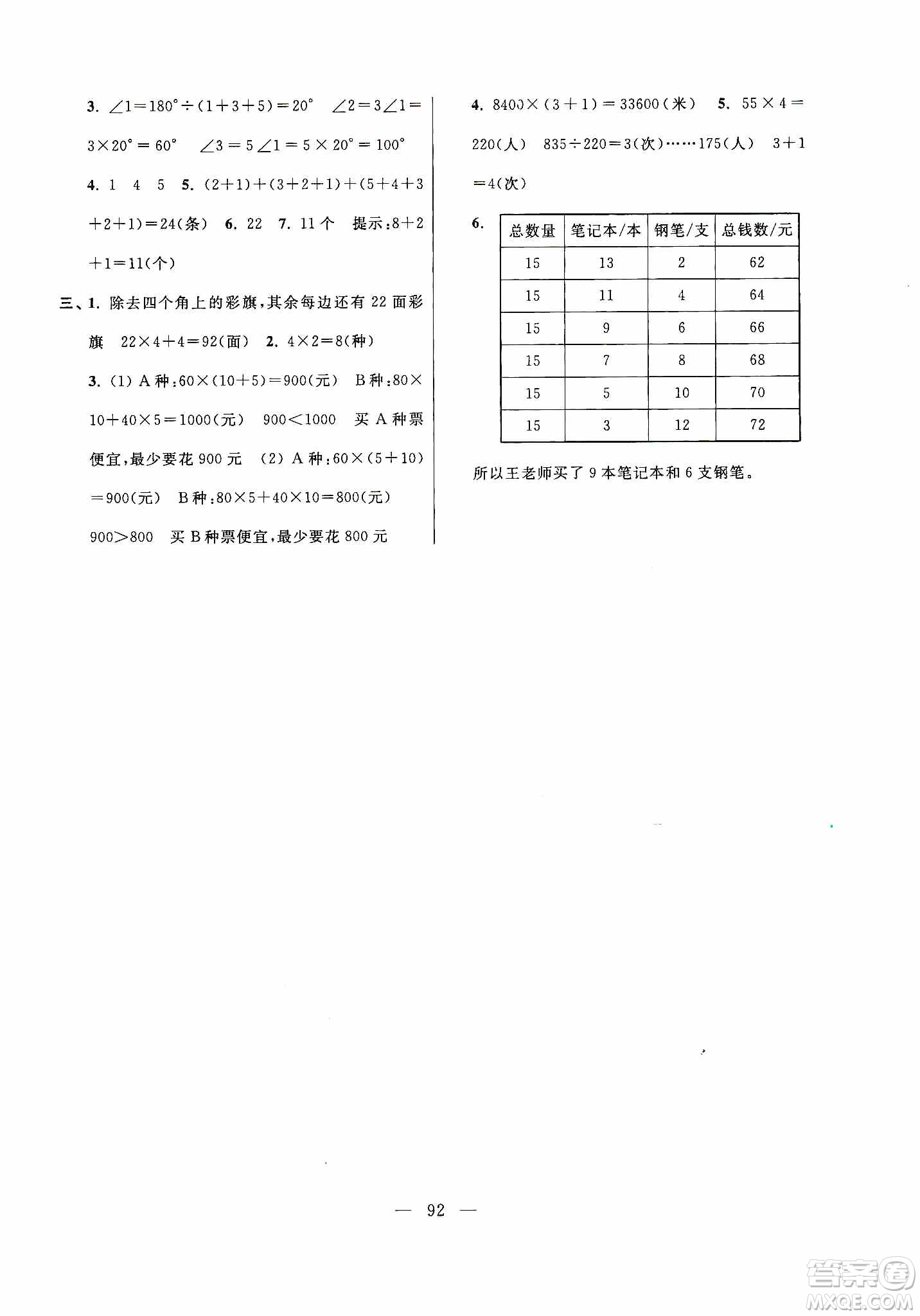 超能學典2019秋單元期中期末專題沖刺100分四年級數(shù)學上冊江蘇版答案