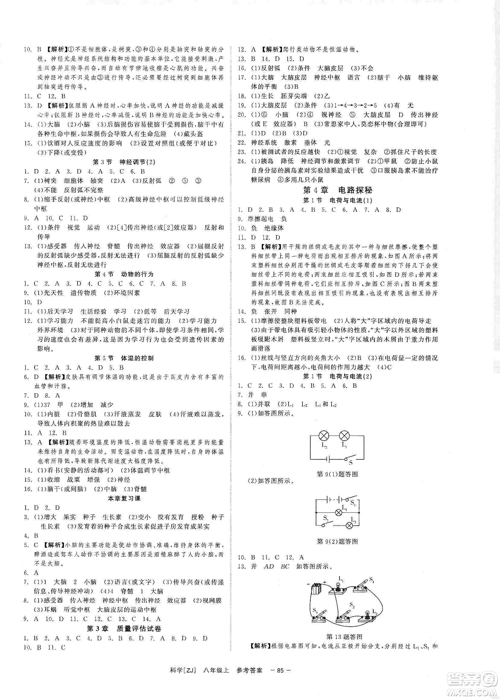 2019年全效提分卷八年級(jí)數(shù)學(xué)上冊(cè)浙教版答案