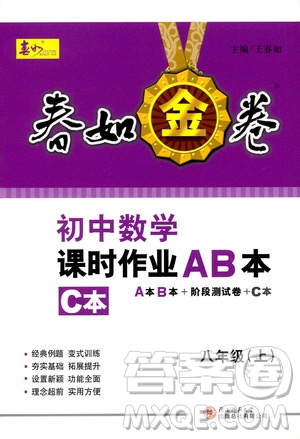 春如金卷2019初中數(shù)學(xué)課時作業(yè)AB本C本八年級上冊答案