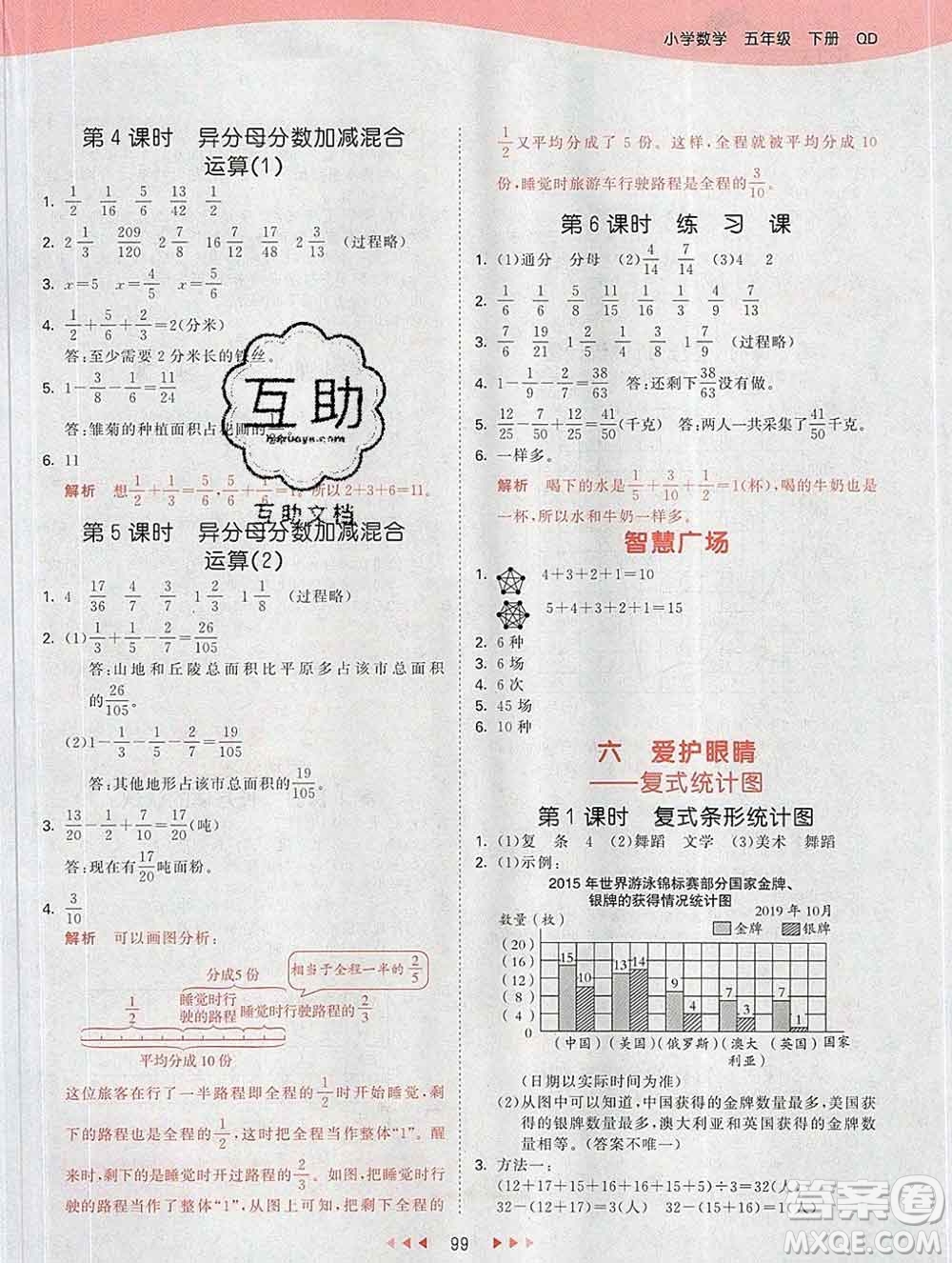 2020年春小兒郎53天天練五年級數(shù)學下冊青島版參考答案