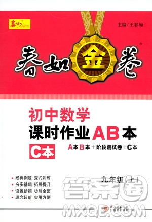 春如金卷2019初中數(shù)學(xué)課時(shí)作業(yè)AB本C本九年級上冊答案