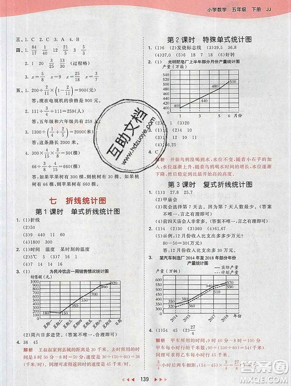 2020年春小兒郎53天天練五年級數(shù)學下冊冀教版參考答案