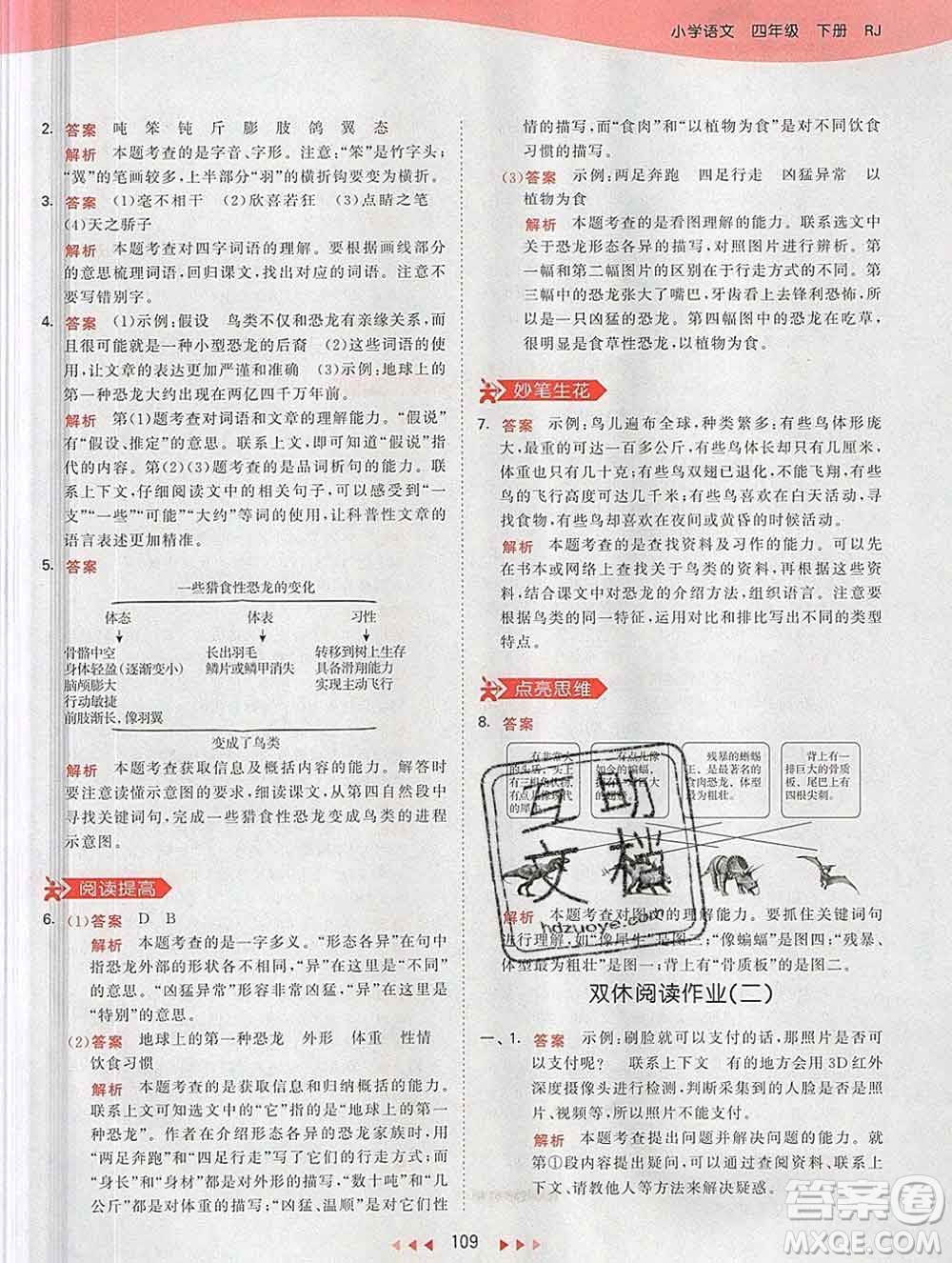 2020年春小兒郎53天天練四年級(jí)語(yǔ)文下冊(cè)人教版參考答案