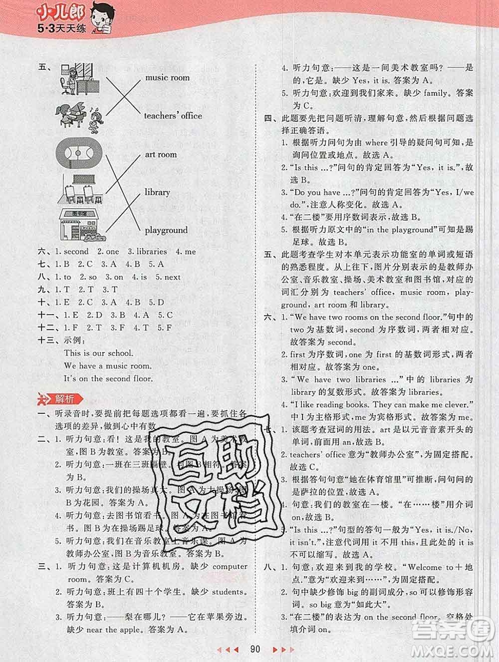 2020年春小兒郎53天天練四年級(jí)英語下冊(cè)人教版參考答案