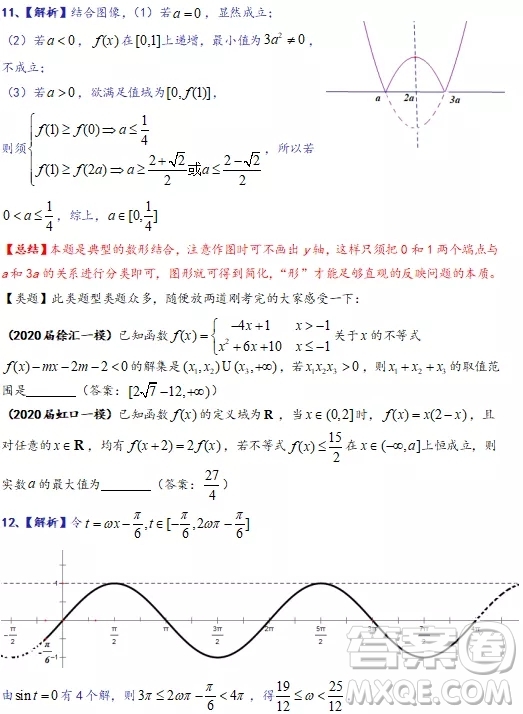 上海市閔行區(qū)2020屆高三一模數(shù)學(xué)試題答案