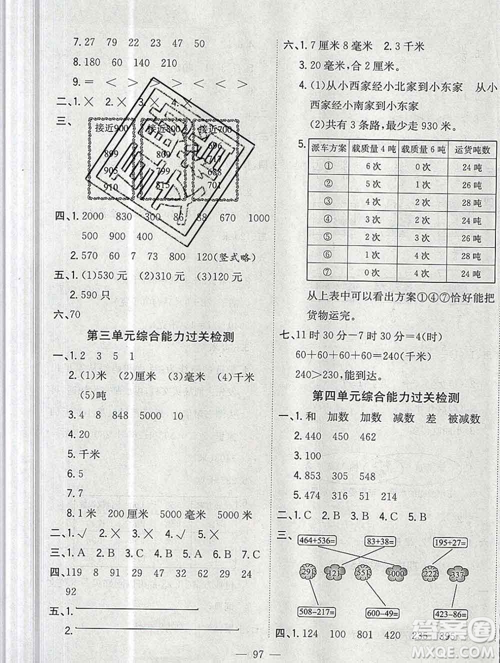 浙江大學(xué)出版社2019課時(shí)特訓(xùn)優(yōu)化作業(yè)本三年級(jí)數(shù)學(xué)上冊(cè)人教版答案