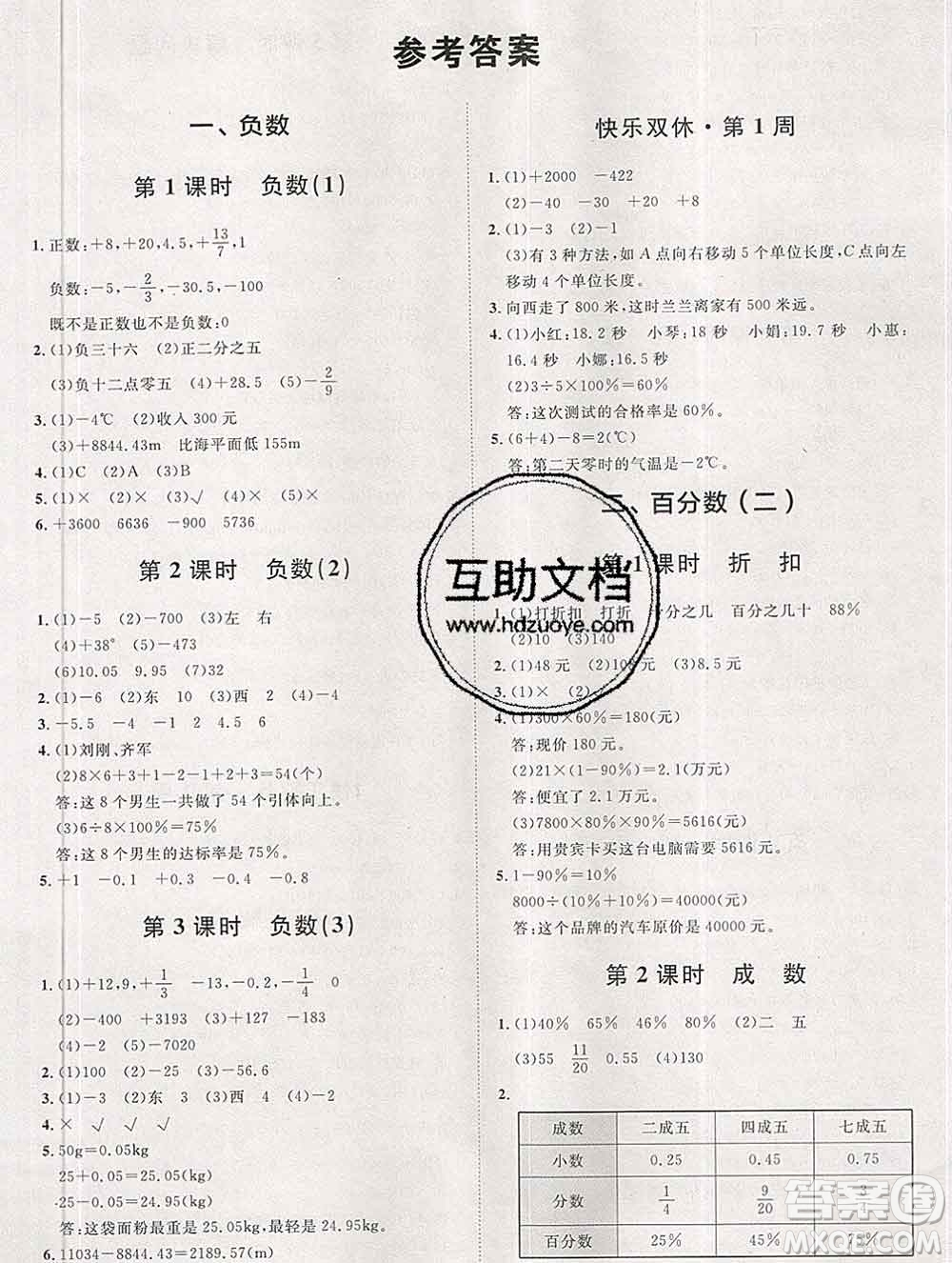 中國(guó)原子能出版社2020春季陽(yáng)光計(jì)劃第一步六年級(jí)數(shù)學(xué)下冊(cè)人教版答案