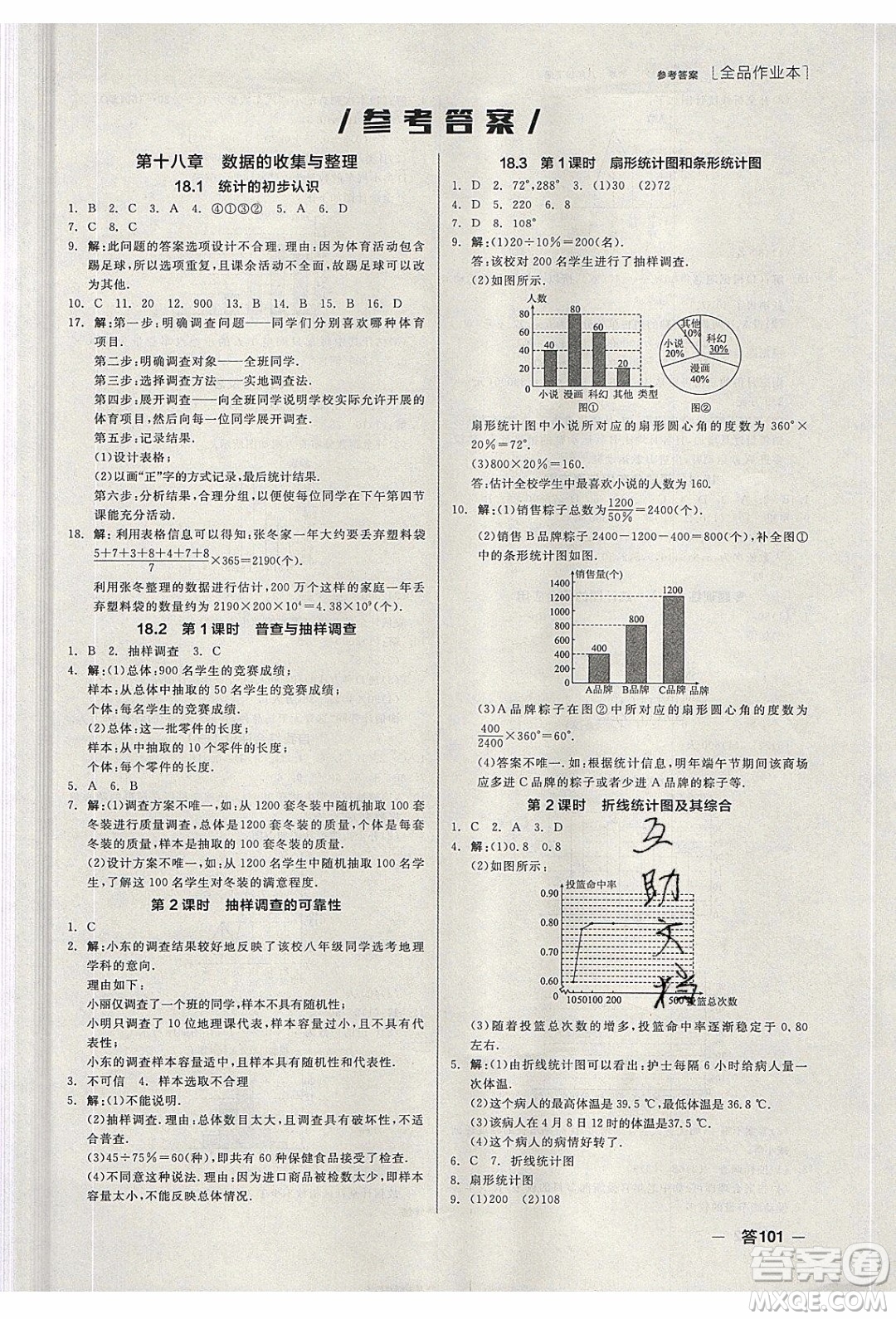 陽光出版社2020年全品作業(yè)本數(shù)學(xué)八年級(jí)下冊(cè)新課標(biāo)JJ冀教版參考答案