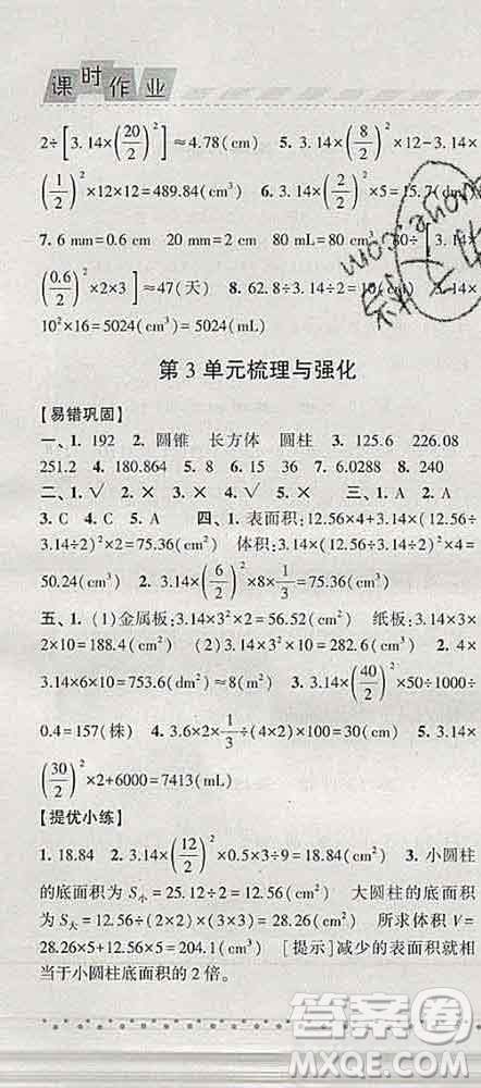 寧夏人民教育出版社2020春經(jīng)綸學(xué)典課時(shí)作業(yè)六年級(jí)數(shù)學(xué)下冊(cè)人教版答案