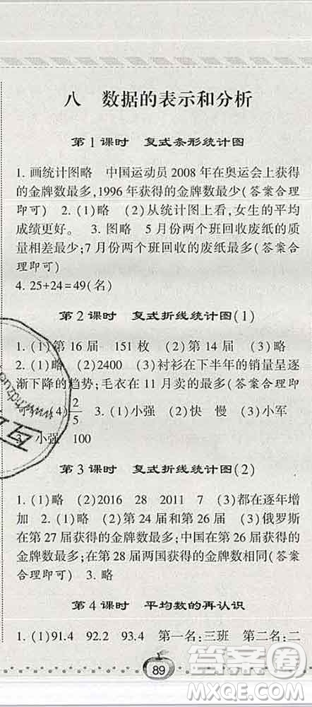 寧夏人民教育出版社2020春經(jīng)綸學典課時作業(yè)五年級數(shù)學下冊北師版答案